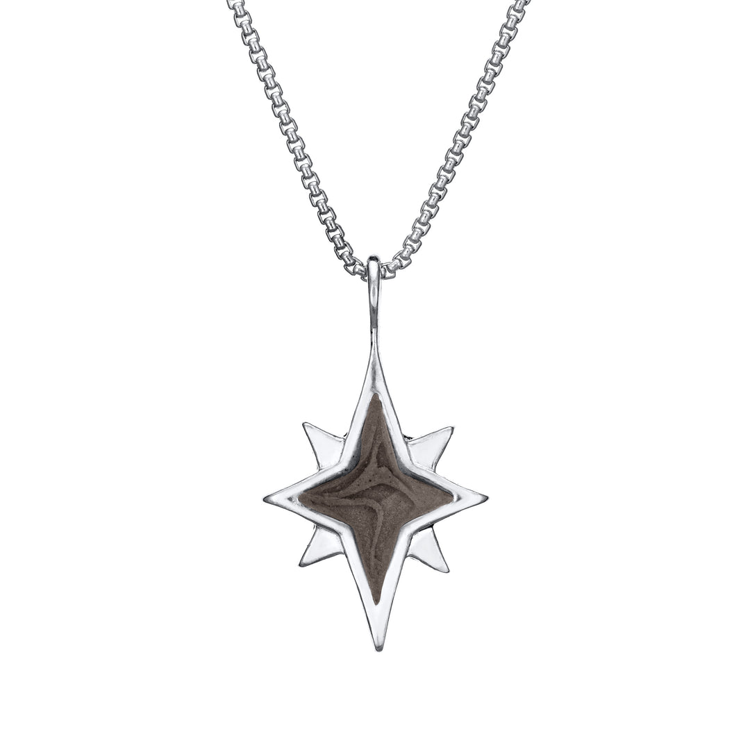 close by me jewelry's 14K White Gold North Star Ashes Pendant design from the front