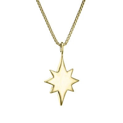 close by me jewelry's 14K Yellow Gold North Star Ashes Pendant design from the back