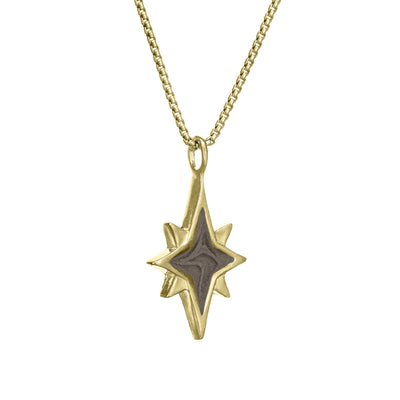 close by me jewelry's 14K Yellow Gold North Star Ashes Pendant design from the side