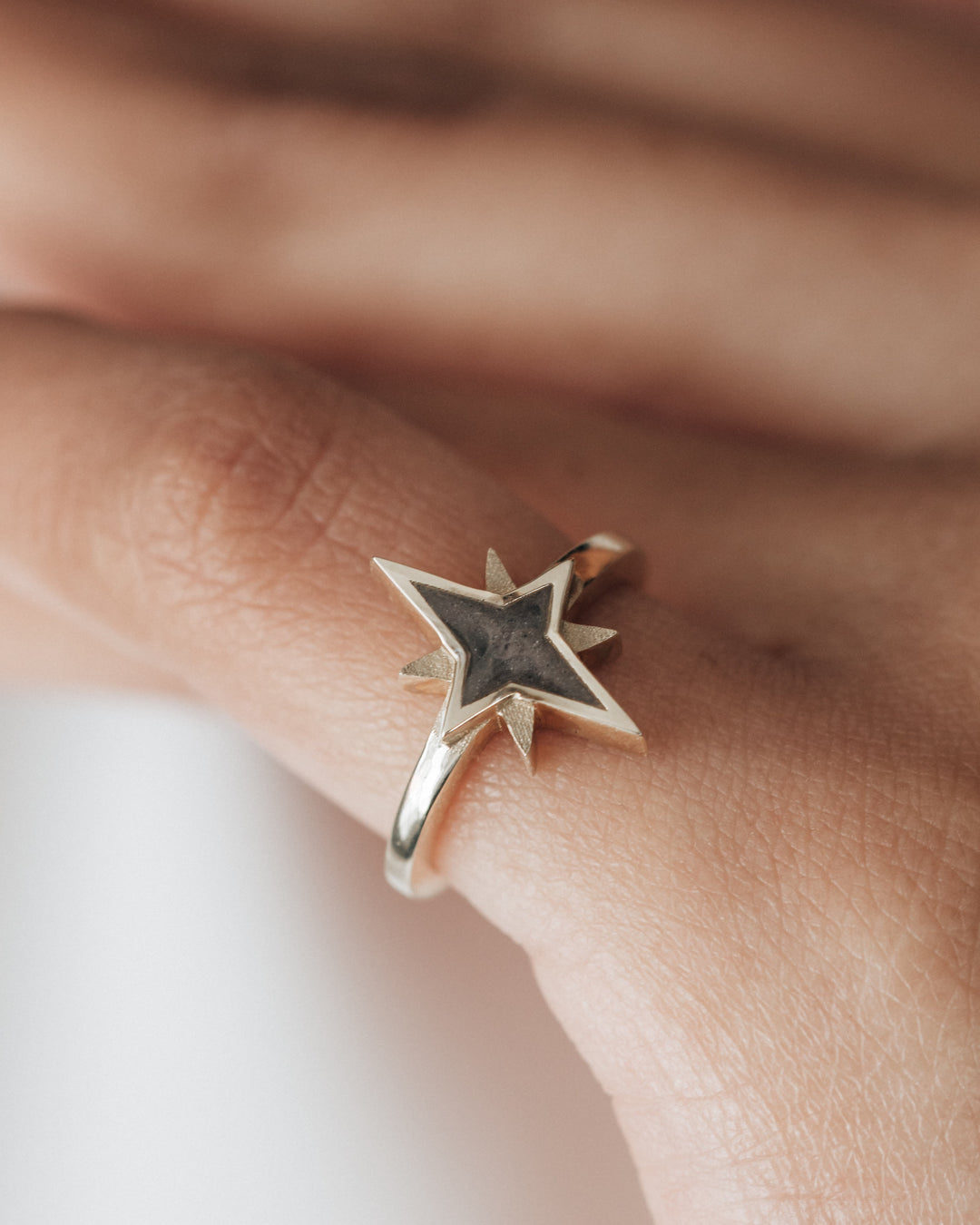 North Star Cremation Ring in 14K Rose Gold