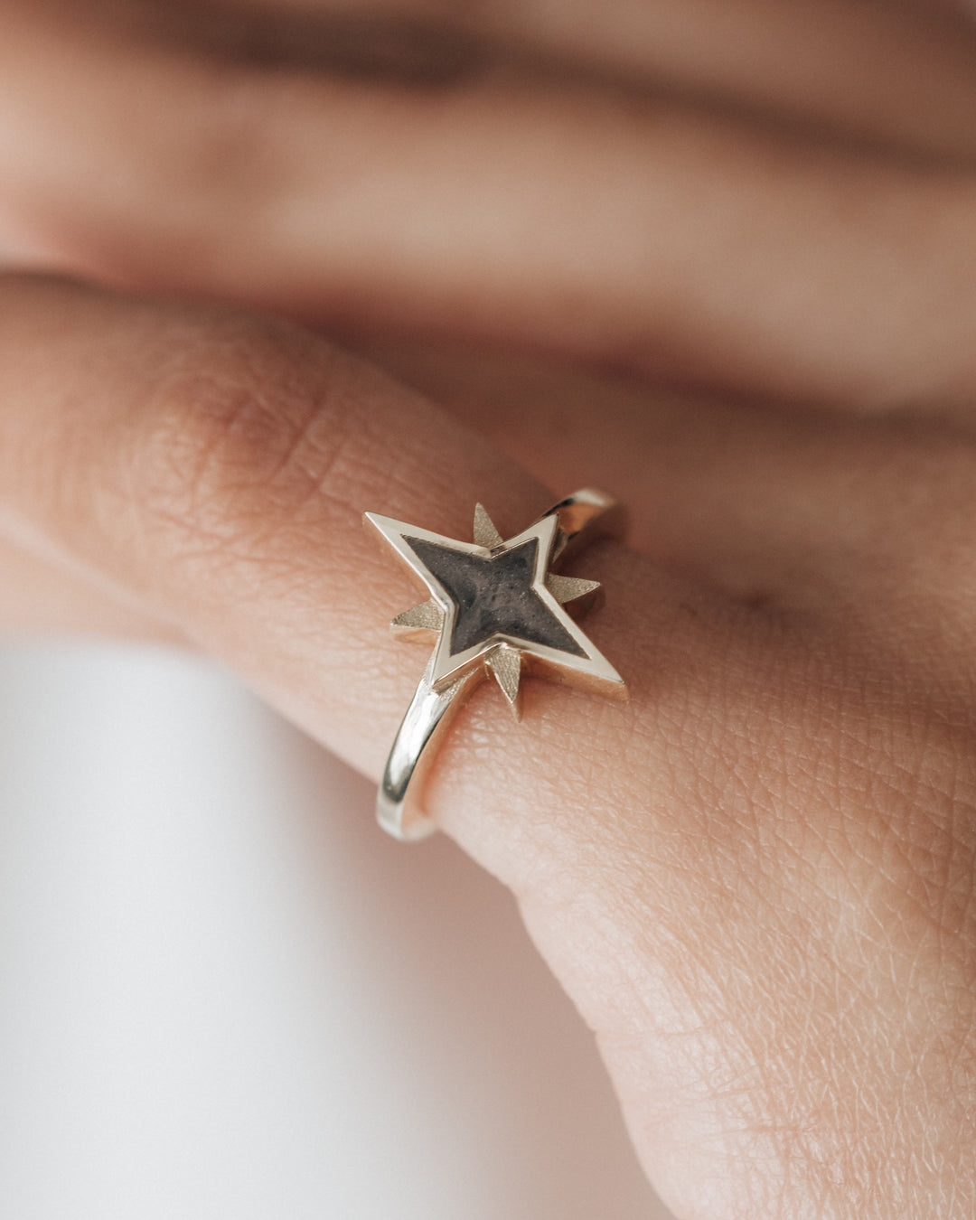 North Star Cremation Ring in 14K White Gold