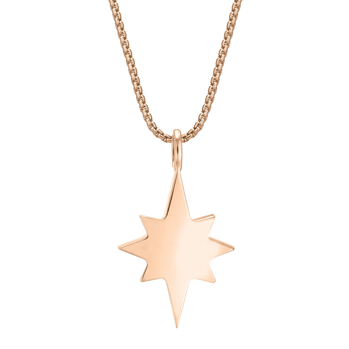 close by me jewelry's 14K Rose Gold North Star Cremation Pendant design with Champagne Diamonds from the back