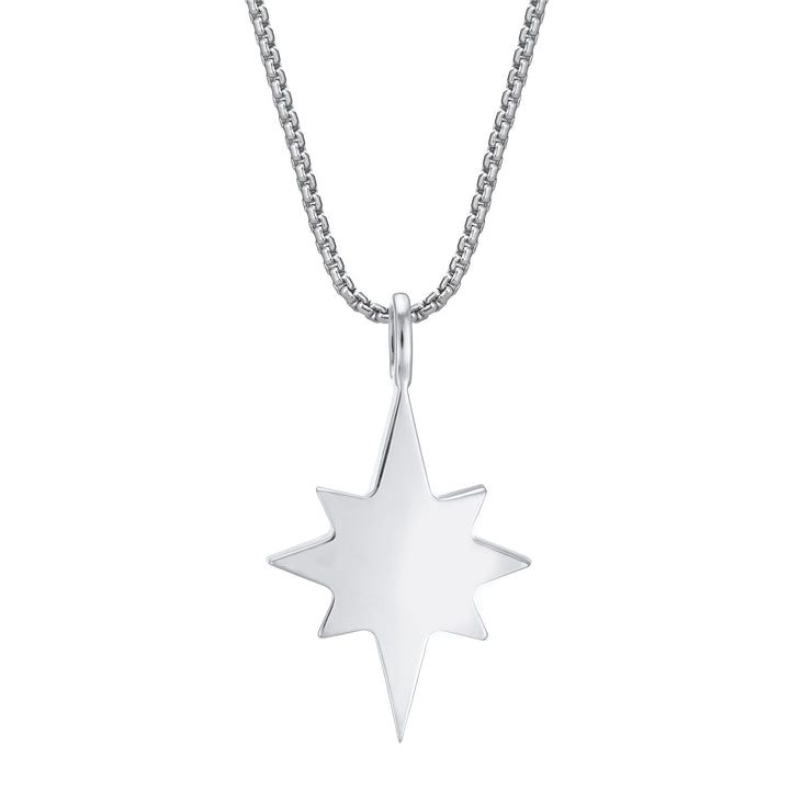 close by me jewelry's 14K White Gold North Star Ashes Pendant design with White Diamonds from the back
