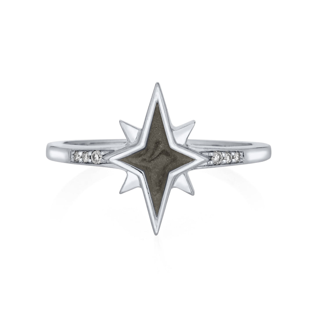 North Star Diamond Band Cremation Ring in 14K White Gold