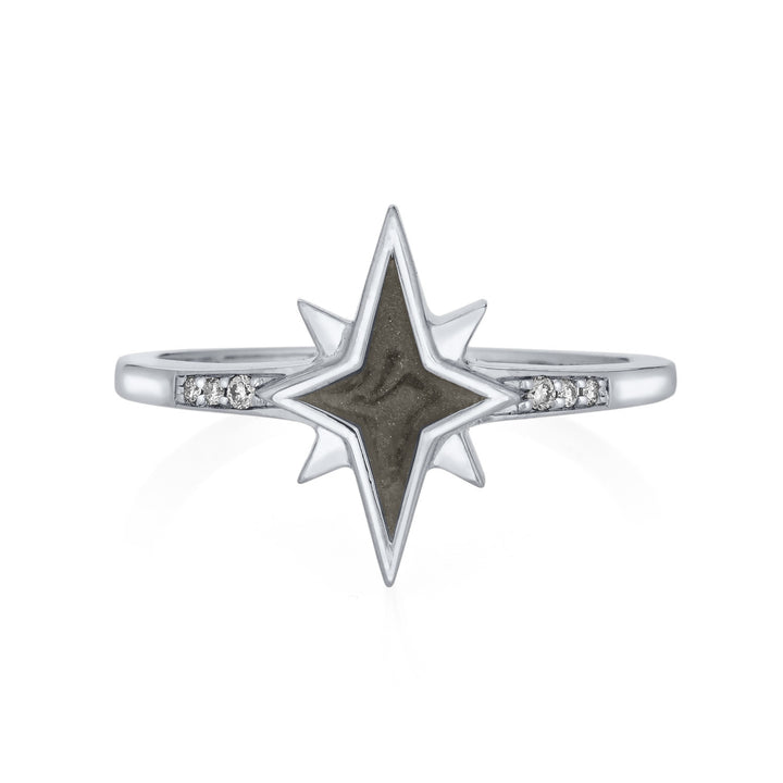 North Star Diamond Band Cremation Ring in 14K White Gold