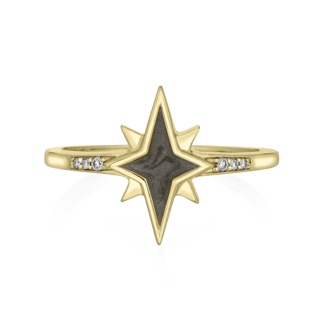North Star Diamond Band Cremation Ring in 14K Yellow Gold