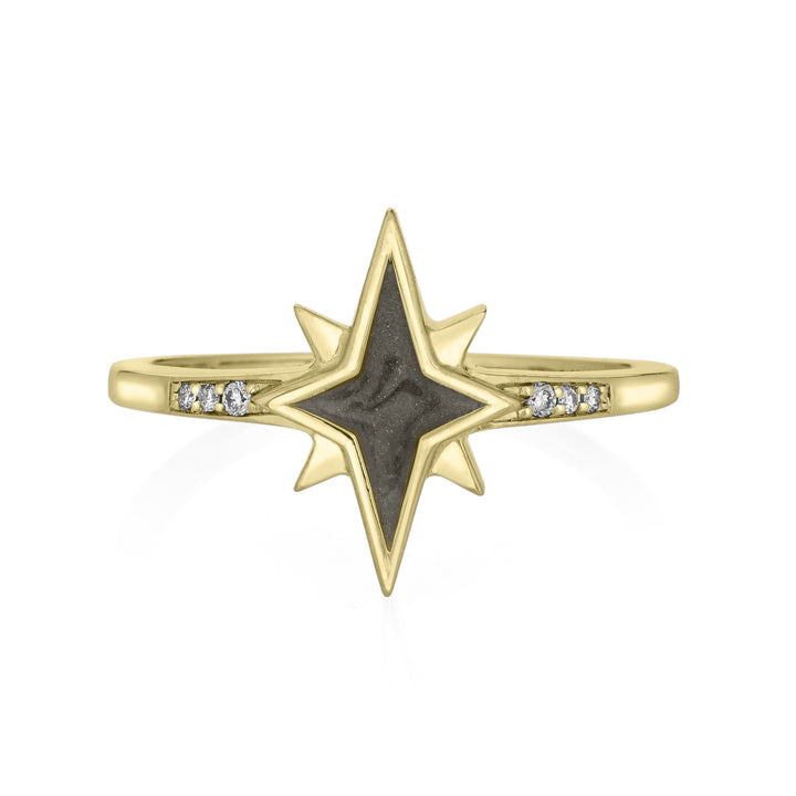North Star Diamond Band Cremation Ring in 14K Yellow Gold