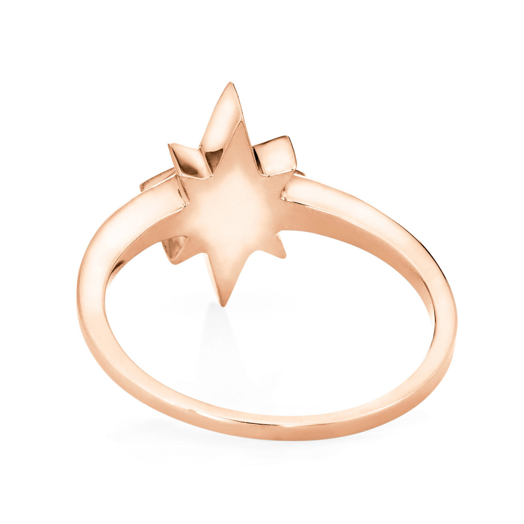 North Star Cremation Ring in 14K Rose Gold with Diamond Points