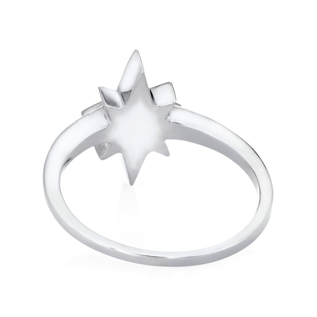 North Star Cremation Ring in 14K White Gold with Diamond Points