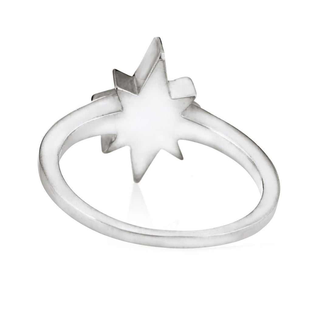 North Star Cremation Ring in 14K White Gold