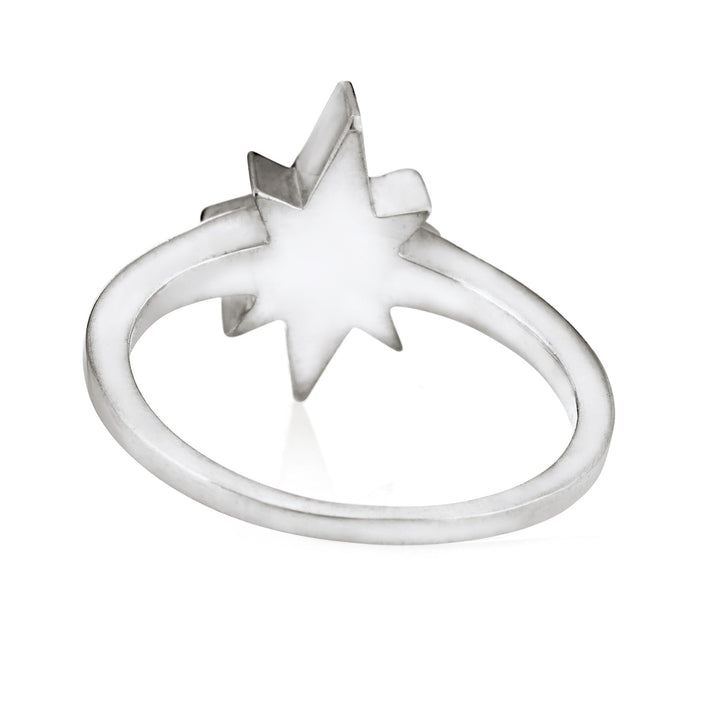 North Star Cremation Ring in 14K White Gold