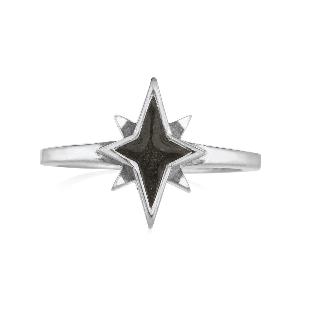 North Star Cremation Ring in 14K White Gold