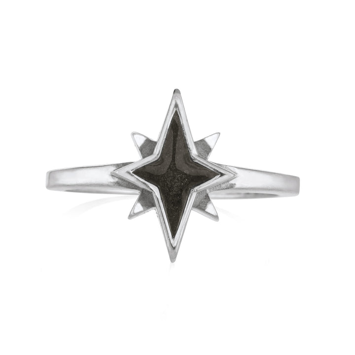 North Star Cremation Ring in 14K White Gold