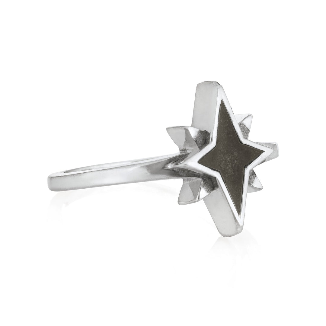 North Star Cremation Ring in 14K White Gold