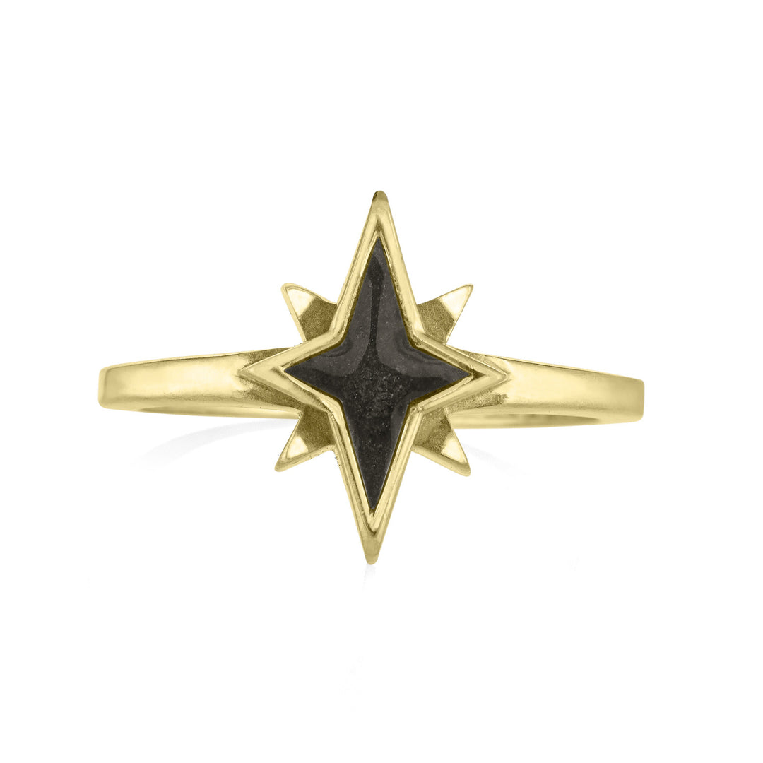 North Star Cremation Ring in 14K Yellow Gold