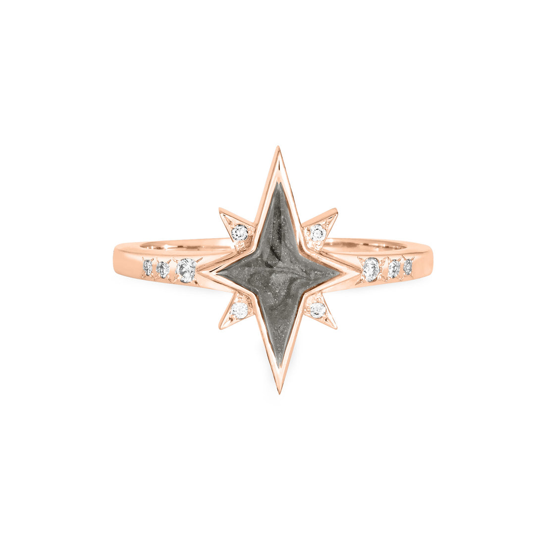 North Star Cremation Ring in 14K Rose Gold with 10 Diamonds