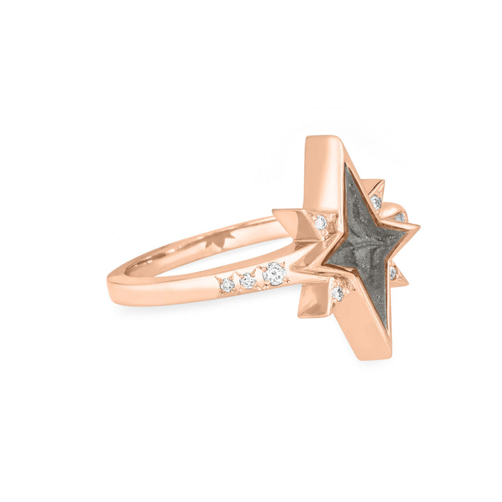 North Star Cremation Ring in 14K Rose Gold with 10 Diamonds