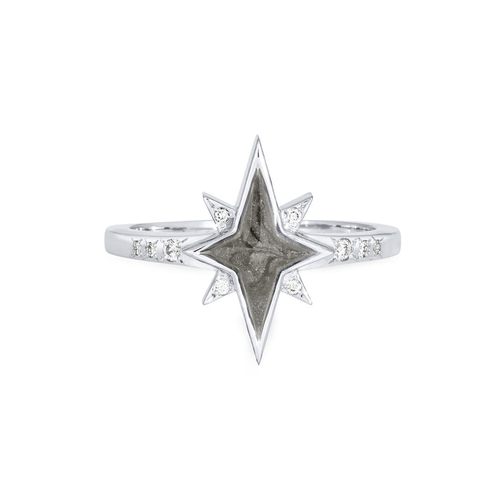 North Star Cremation Ring in 14K White Gold with 10 Diamonds