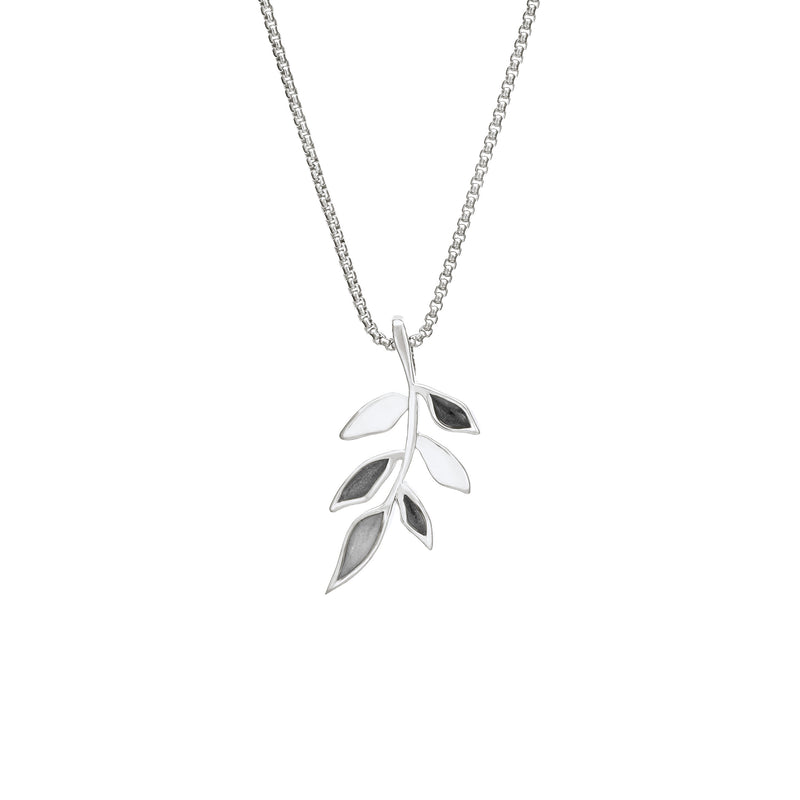 This photo shows the Sterling Silver Olive Branch Cremation Pendant designed by close by me jewelry from the front