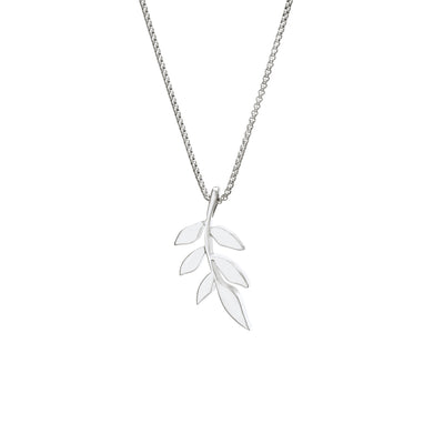 This photo shows the 14K White Gold Olive Branch Ashes Pendant designed by close by me jewelry from the back