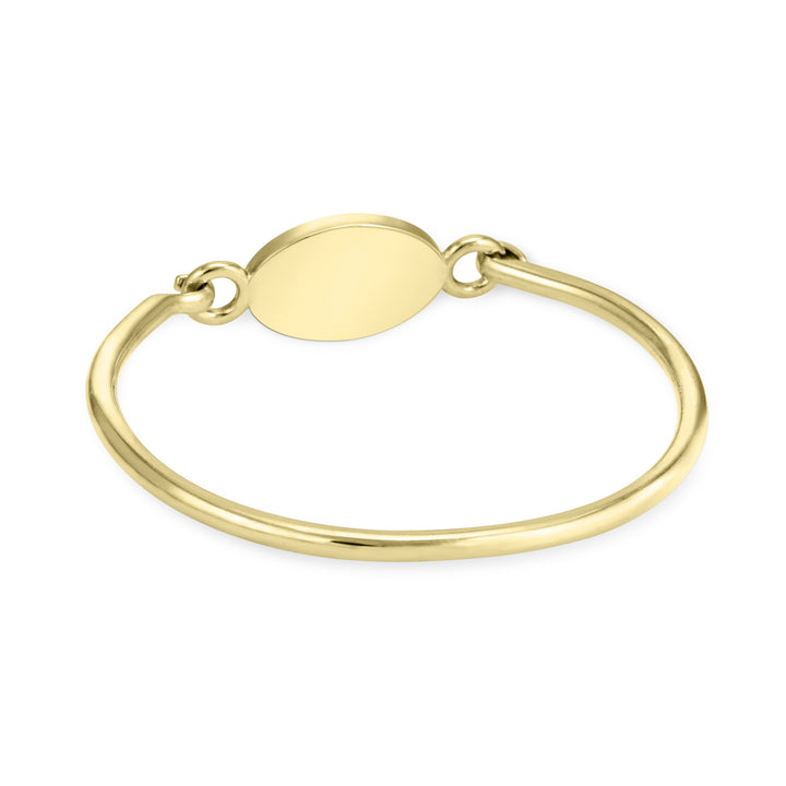 oval clasp cremation bracelet in 14k yellow gold shown from the back