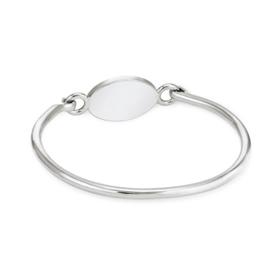 Oval Clasp Cremation Bracelet in Sterling Silver pictured from the back with a white background