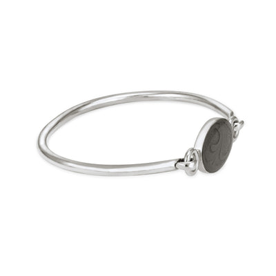 Oval Clasp Cremation Bracelet in Sterling Silver pictured from the side with a white background