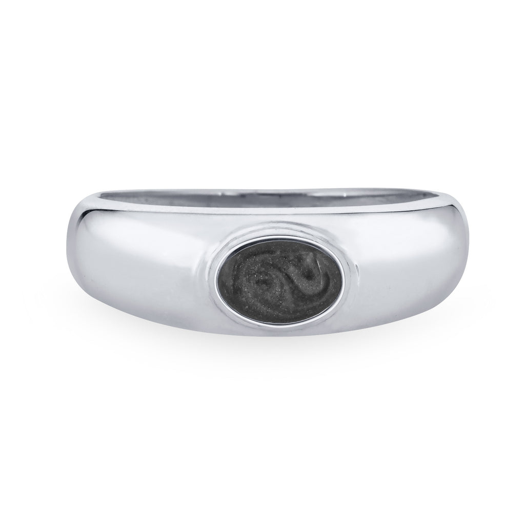 Oval Dome Cremation Ring in 14K White Gold