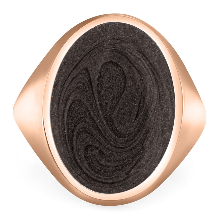 Oval Signet Cremation Ring in 14K Rose Gold