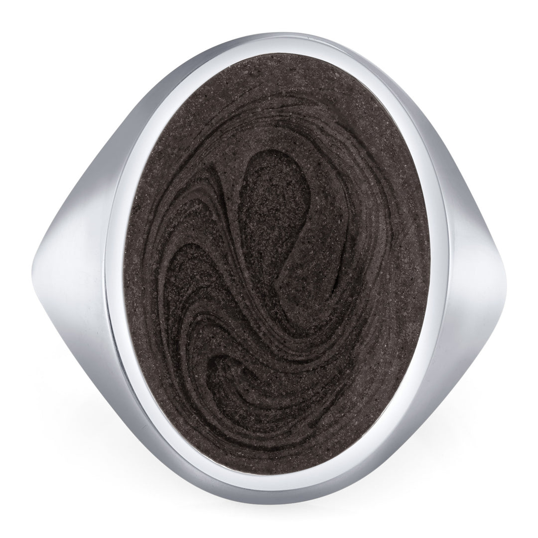 Oval Signet Cremation Ring in 14K White Gold