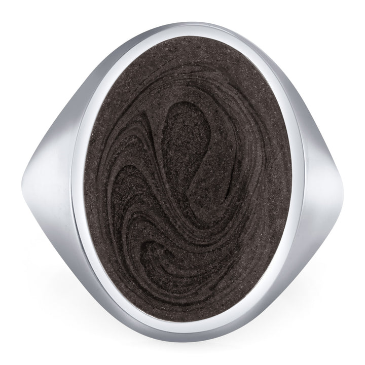Oval Signet Cremation Ring in 14K White Gold