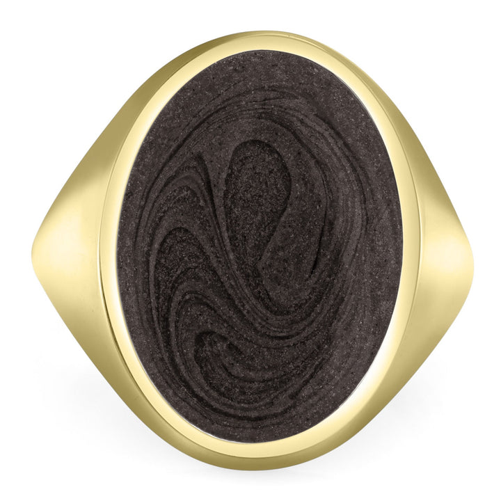 Oval Signet Cremation Ring in 14K Yellow Gold