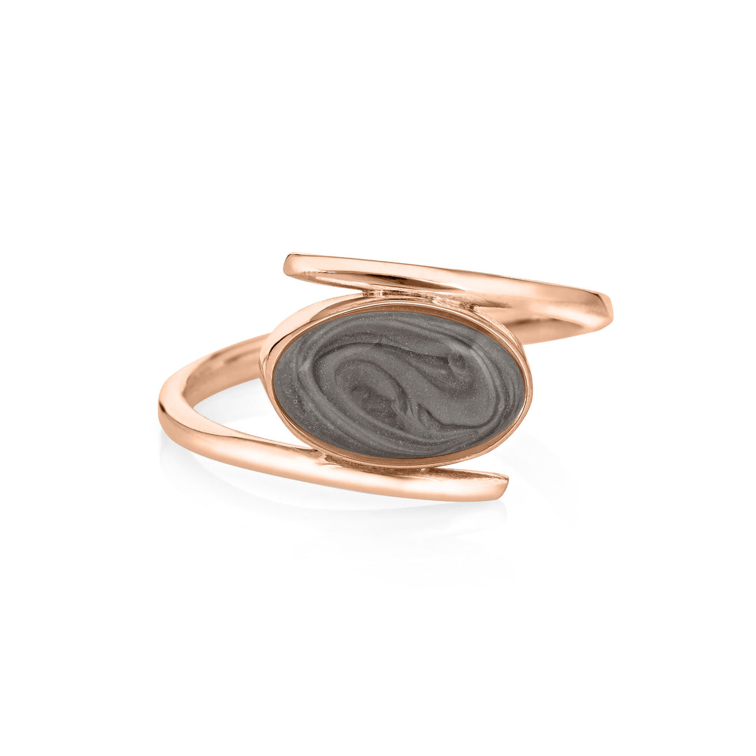 Oval Spiral Band Cremation Ring in 14K Rose Gold