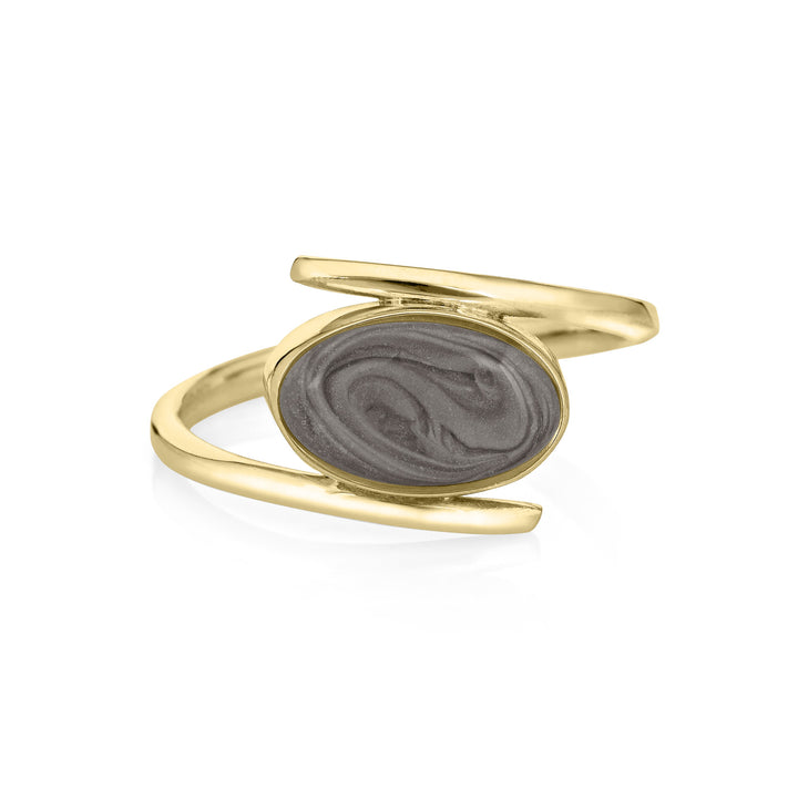 Oval Spiral Band Cremation Ring in 14K Yellow Gold