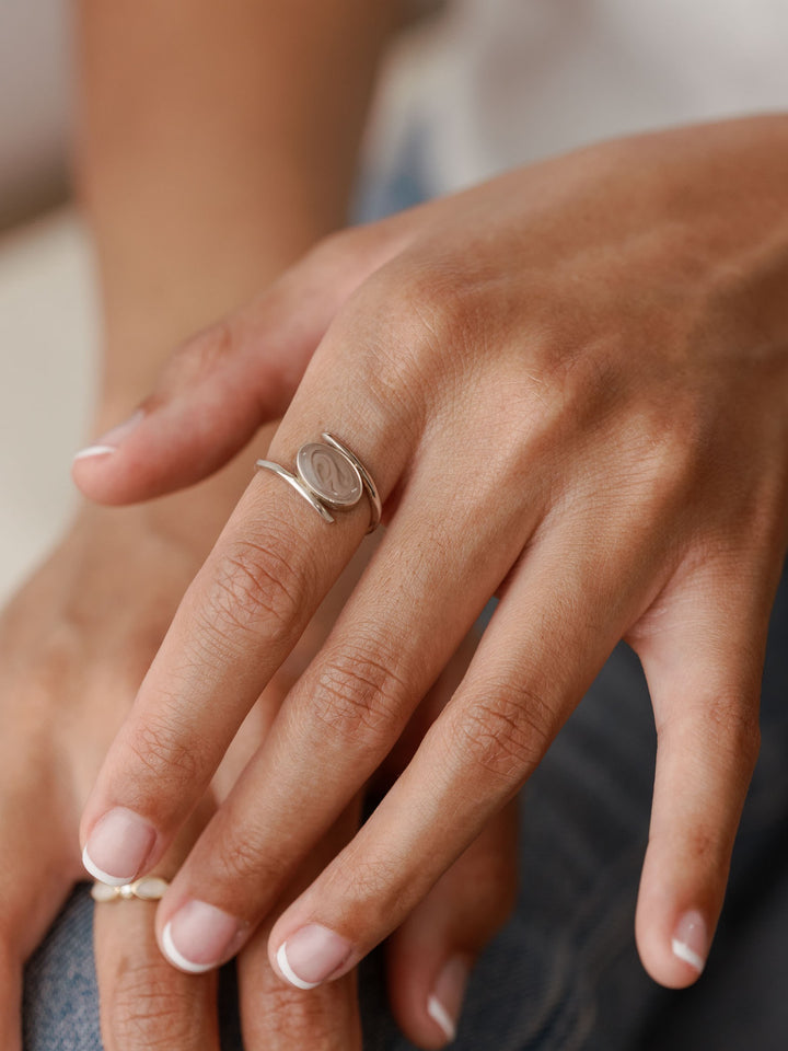 Oval Spiral Band Cremation Ring in 14K White Gold