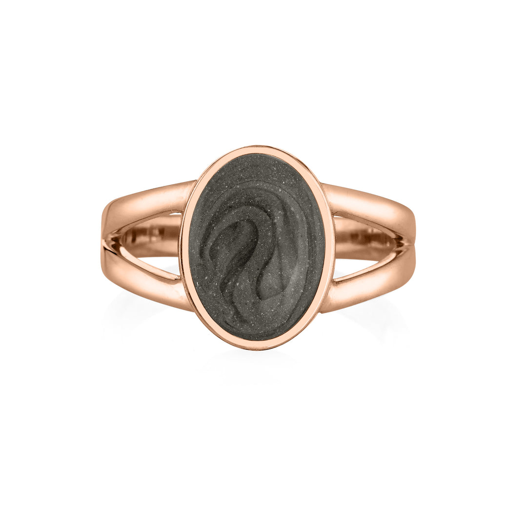 Oval Split Shank Cremation Ring in 14K Rose Gold