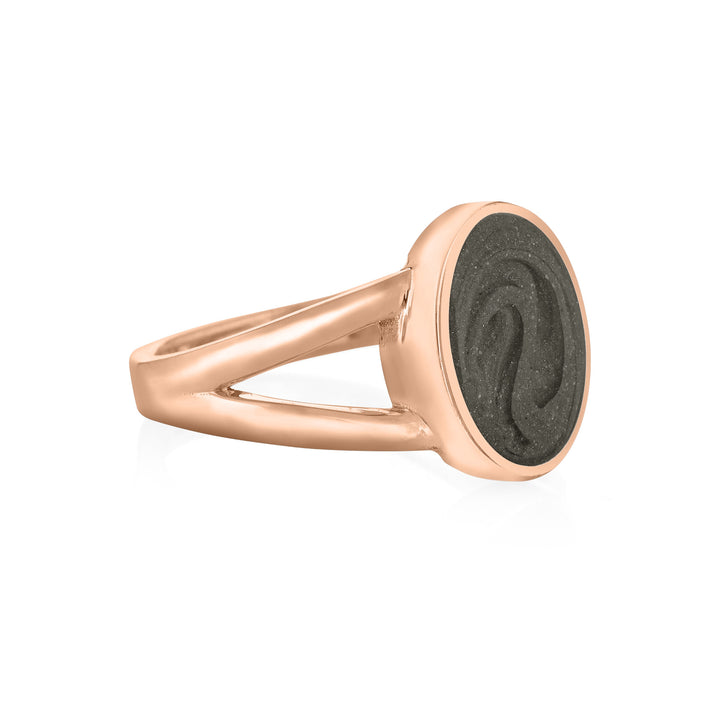 Oval Split Shank Cremation Ring in 14K Rose Gold