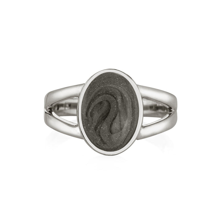 Oval Split Shank Cremation Ring in Sterling Silver