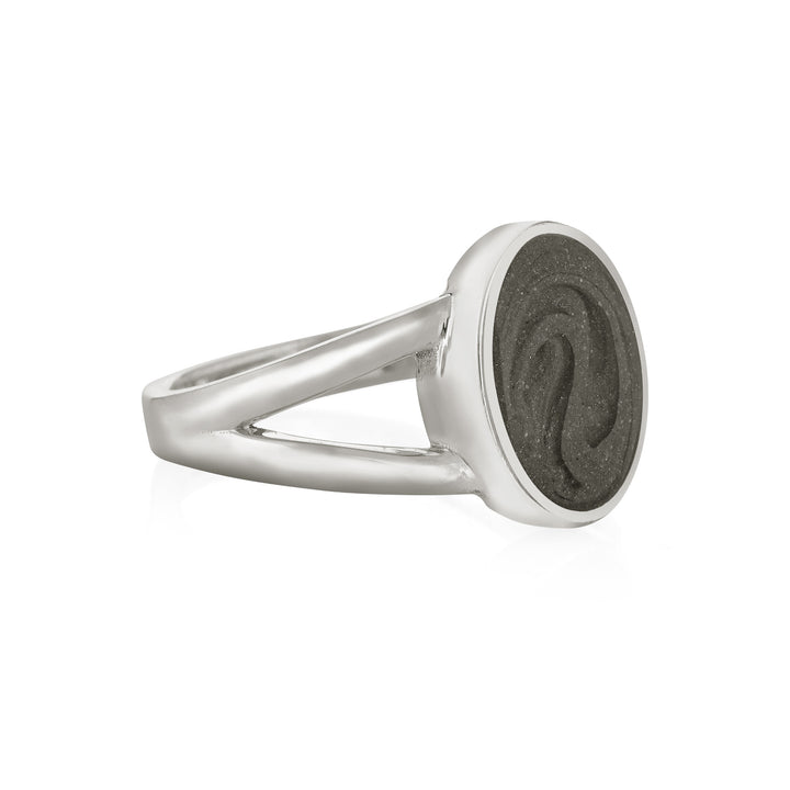 Oval Split Shank Cremation Ring in Sterling Silver