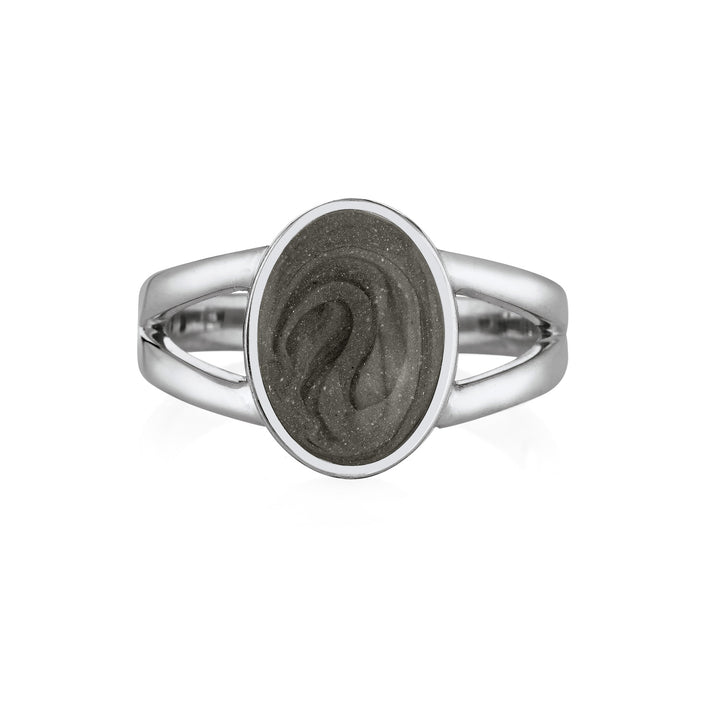 Oval Split Shank Cremation Ring in 14K White Gold