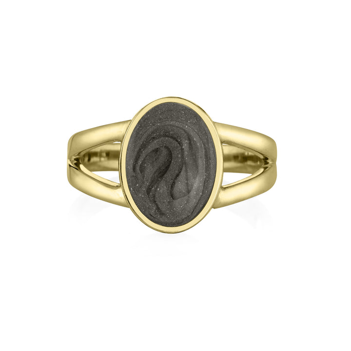 Oval Split Shank Cremation Ring in 14K Yellow Gold