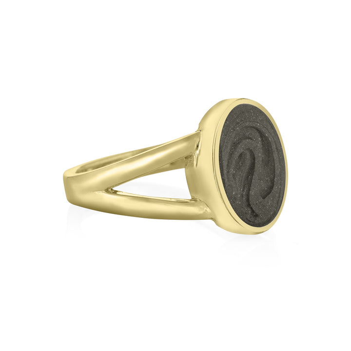 Oval Split Shank Cremation Ring in 14K Yellow Gold