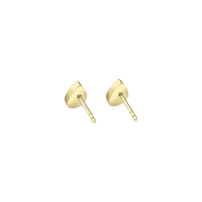 Pear stud cremation earrings in 14k yellow gold shown from the back
