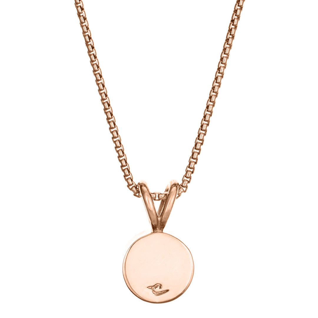 This photo shows the Rabbit Ear Ashes Pendant in 14K Rose Gold by close by me jewelry from the back