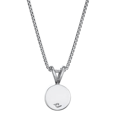 This photo shows the Rabbit Ear Cremation Necklace in 14K White Gold by close by me jewelry from the back