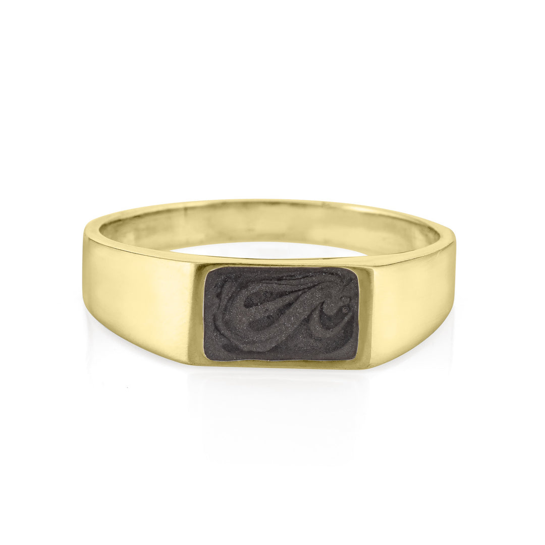 Rectangle Signet Cremation Ring in 14K Yellow Gold