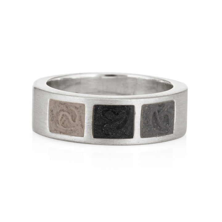 Three Setting Classic Band Cremation Ring in Sterling Silver