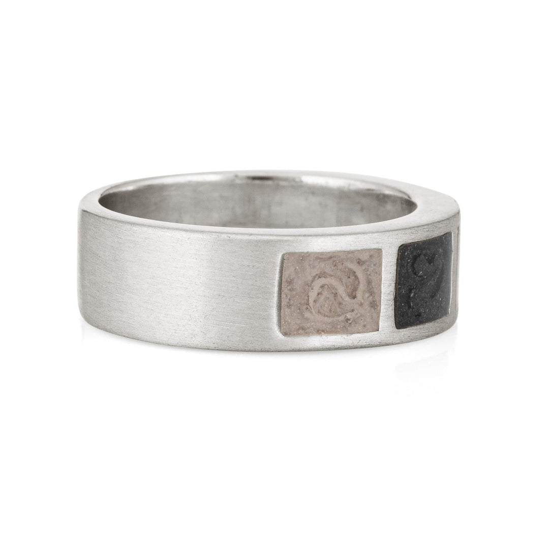 Three Setting Classic Band Cremation Ring in Sterling Silver