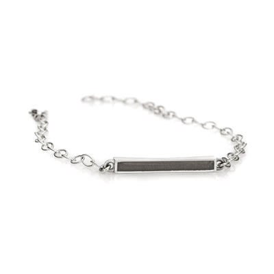 sterling silver thin lateral bar cremation bracelet shown from the front