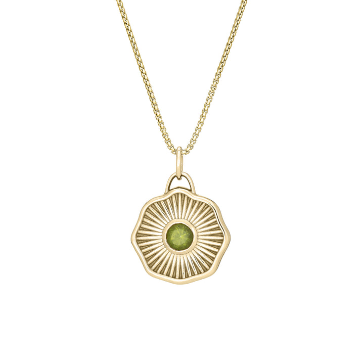 The Aurea Coin Birthstone Necklace in 14K Gold